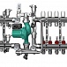 Смесительный узел JH1033 для комбинированной системы отопления 4 контура радиаторов + 7 контуров теплого пола