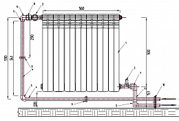 Комплект для перекрестного подключения радиаторов автоматическое регулирование