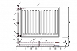 Комплект обвязки радиатора бокового конечного угловое подключение ручное регулирование